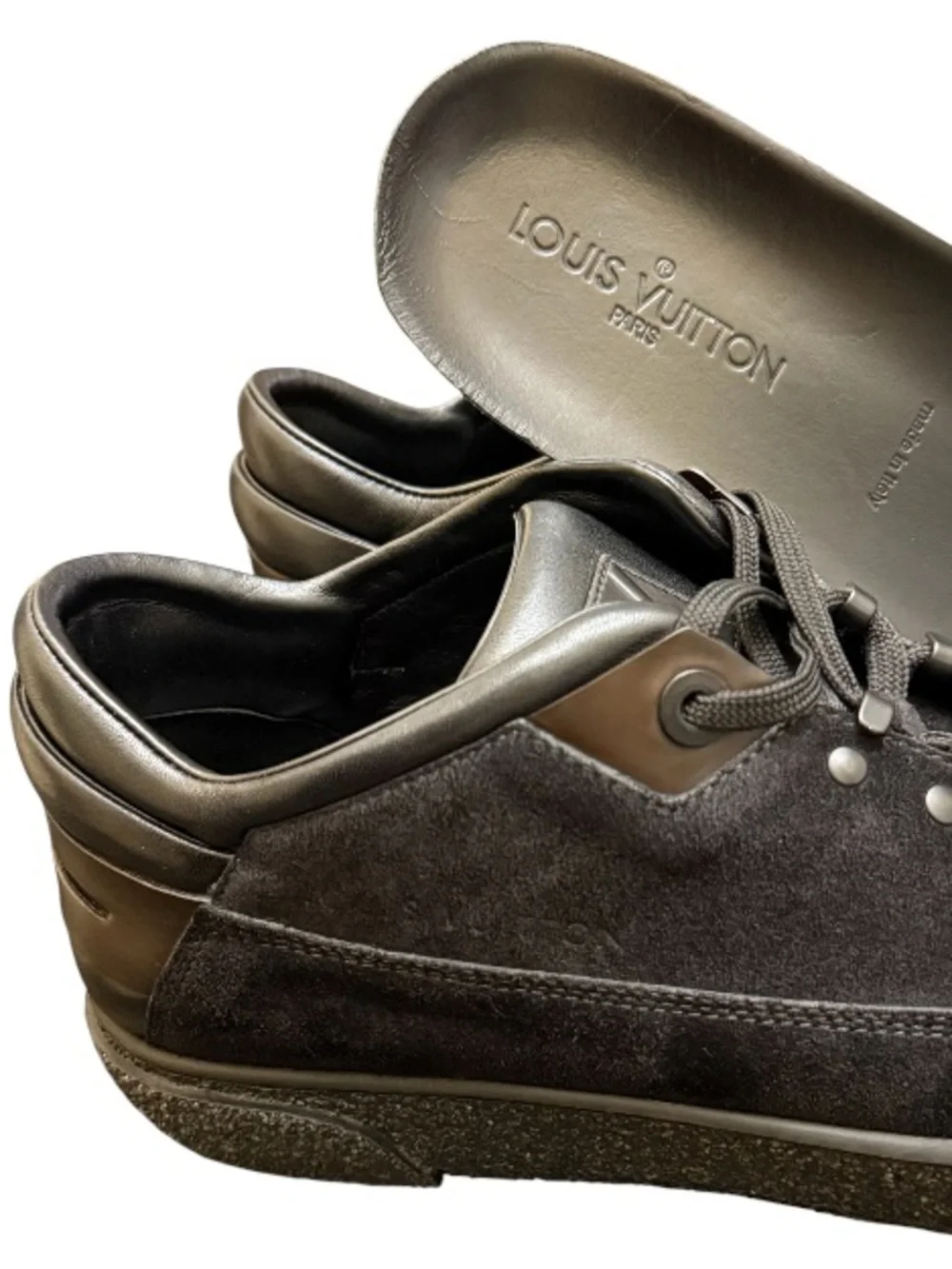 LOUIS VUITTON - BLACK SUEDE LEATHER  “RUGGED” LOW TOP SNEAKERS